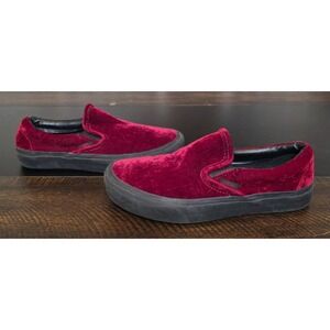 Vans Velvet Burgundy Red Velour Oxblood Sneaker Classic Slip On Shoe W 8 / M 6.5